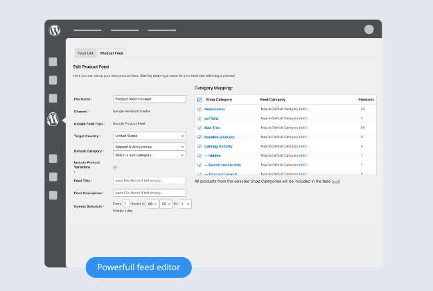 Product Feed Manager Interface